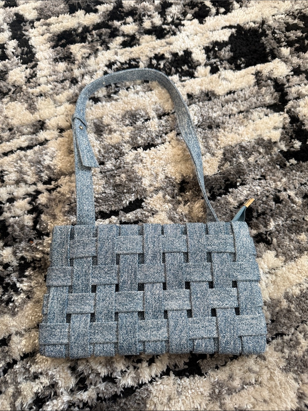SHEIN Blue Woven Denim-Style Shoulder Bag